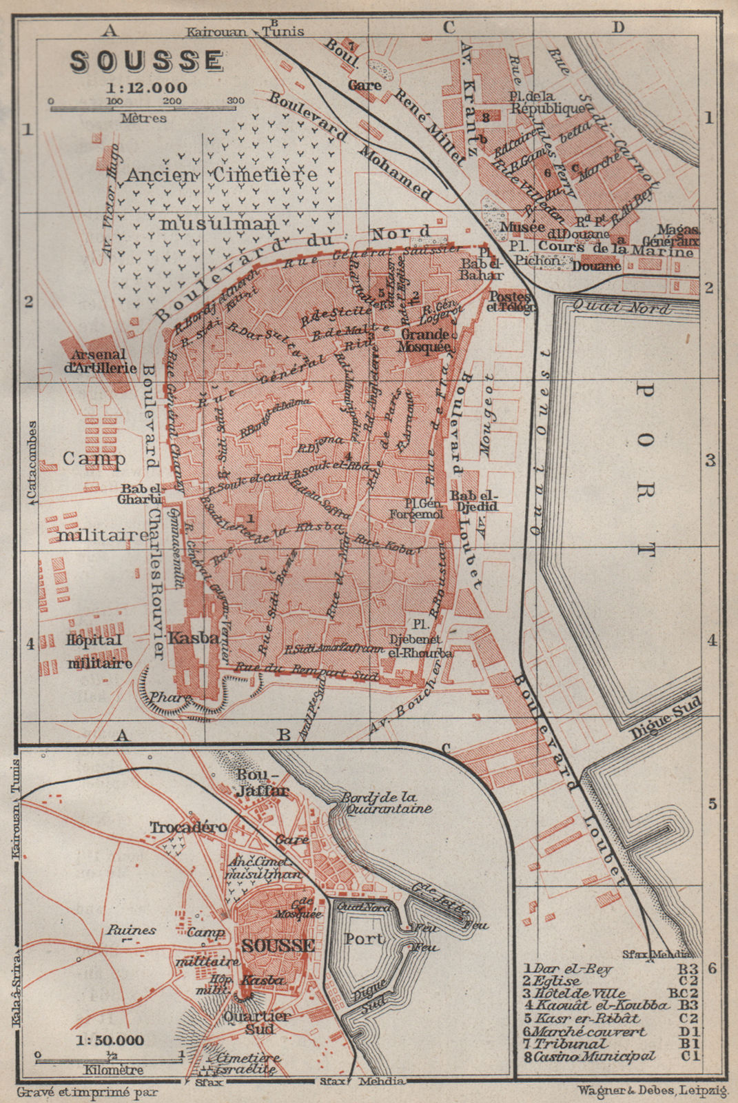 Associate Product SOUSSE (Soussa) antique town city plan & environs. Tunisia carte 1911 old map