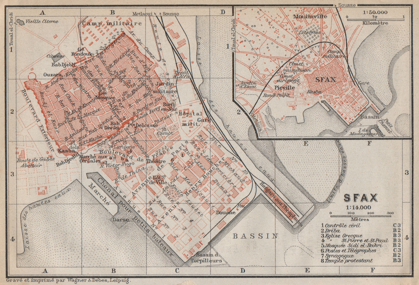 Associate Product SFAX antique town city plan. Tunisia carte. BAEDEKER 1911 old map