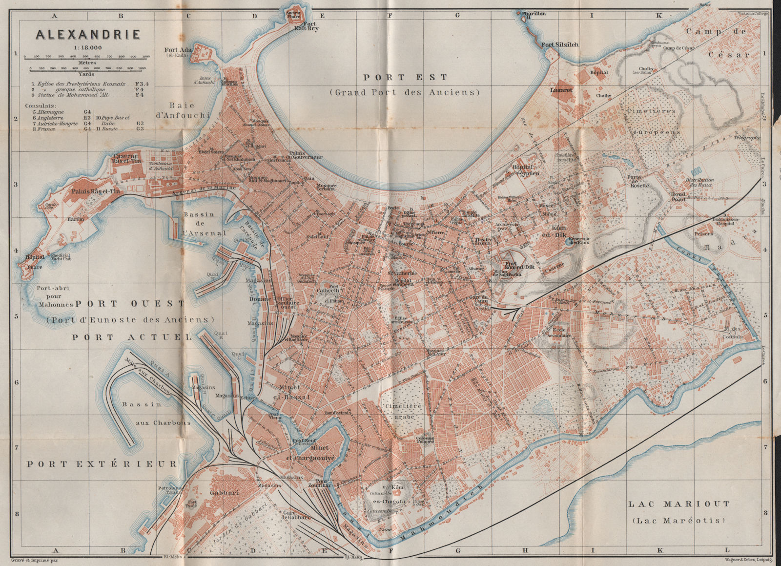 Associate Product ALEXANDRIA/ALEXANDRIE antique town city plan. Egypt. BAEDEKER 1911 old map