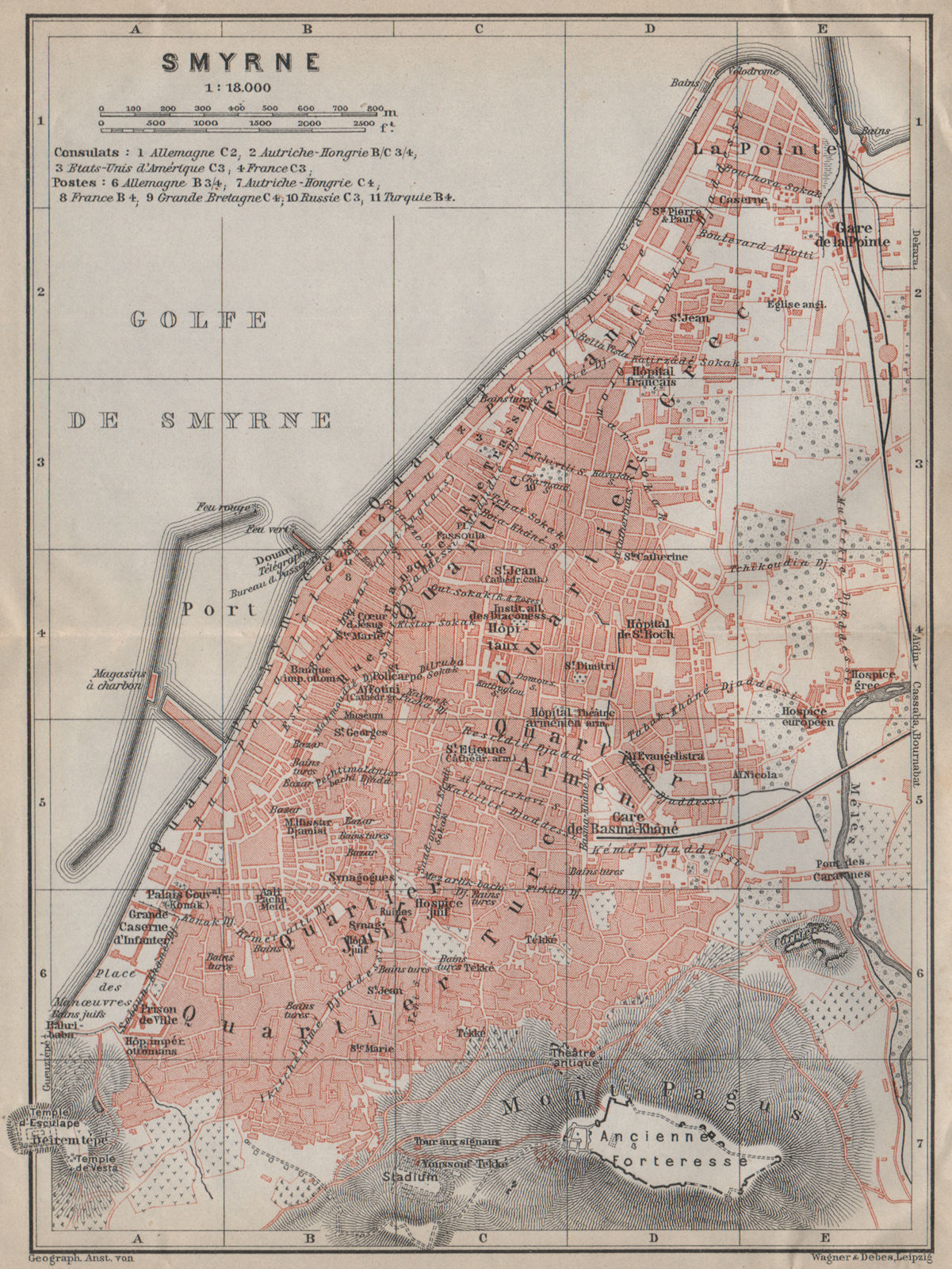 İZMIR IZMIR (Smyrna Smyrne) antique town city plan. Turkey harita 1911 old map