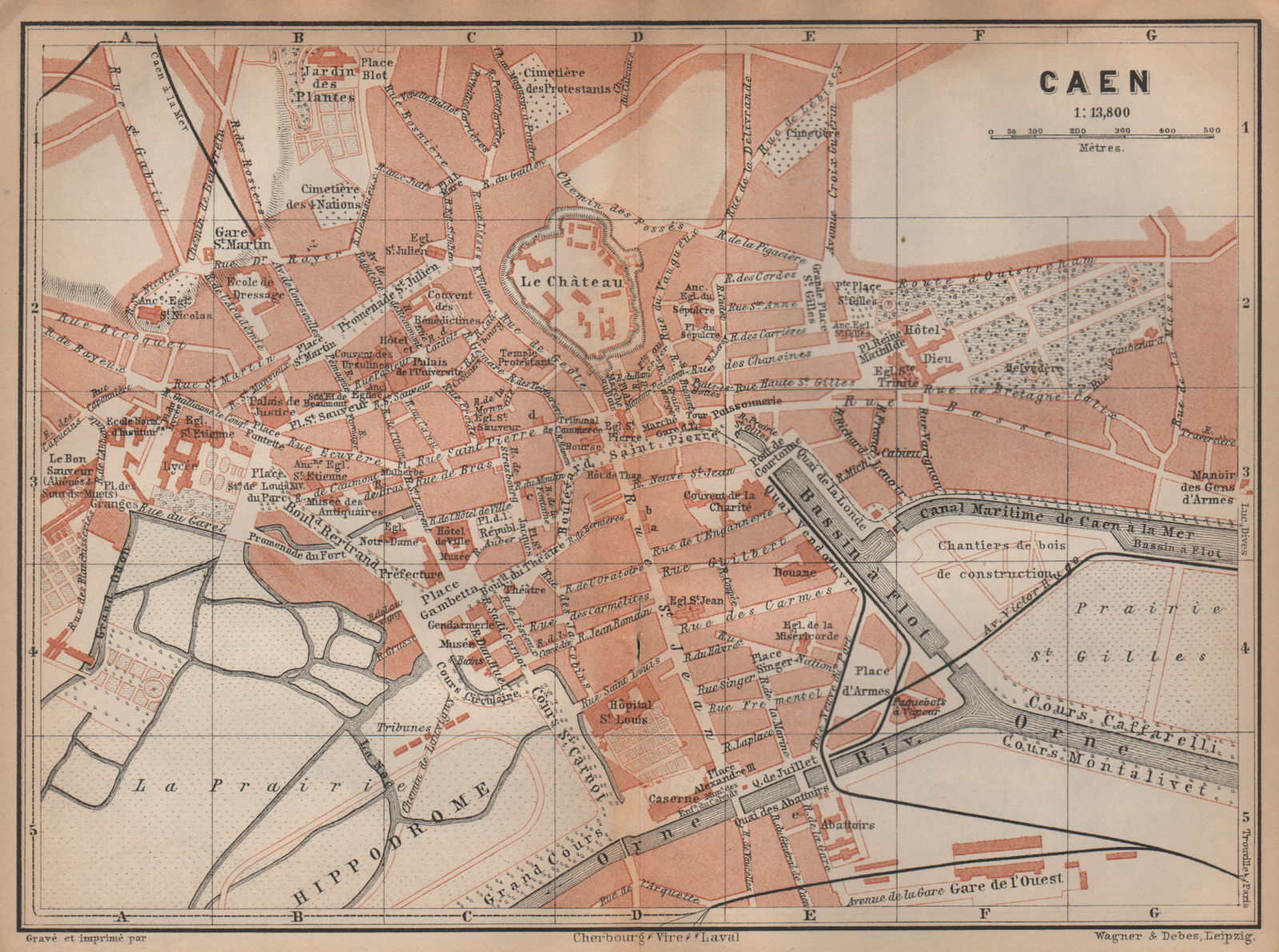 Associate Product CAEN antique town city plan de la ville. Calvados carte. BAEDEKER 1899 old map