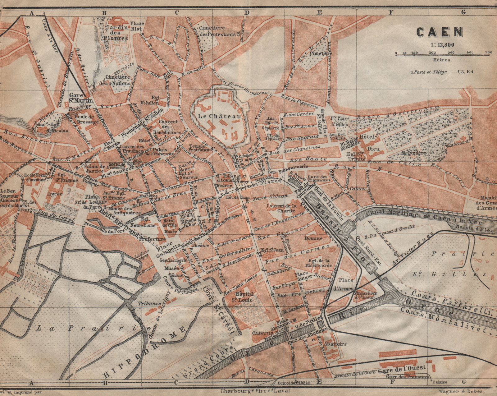 Associate Product CAEN antique town city plan de la ville. Calvados carte. BAEDEKER 1909 old map
