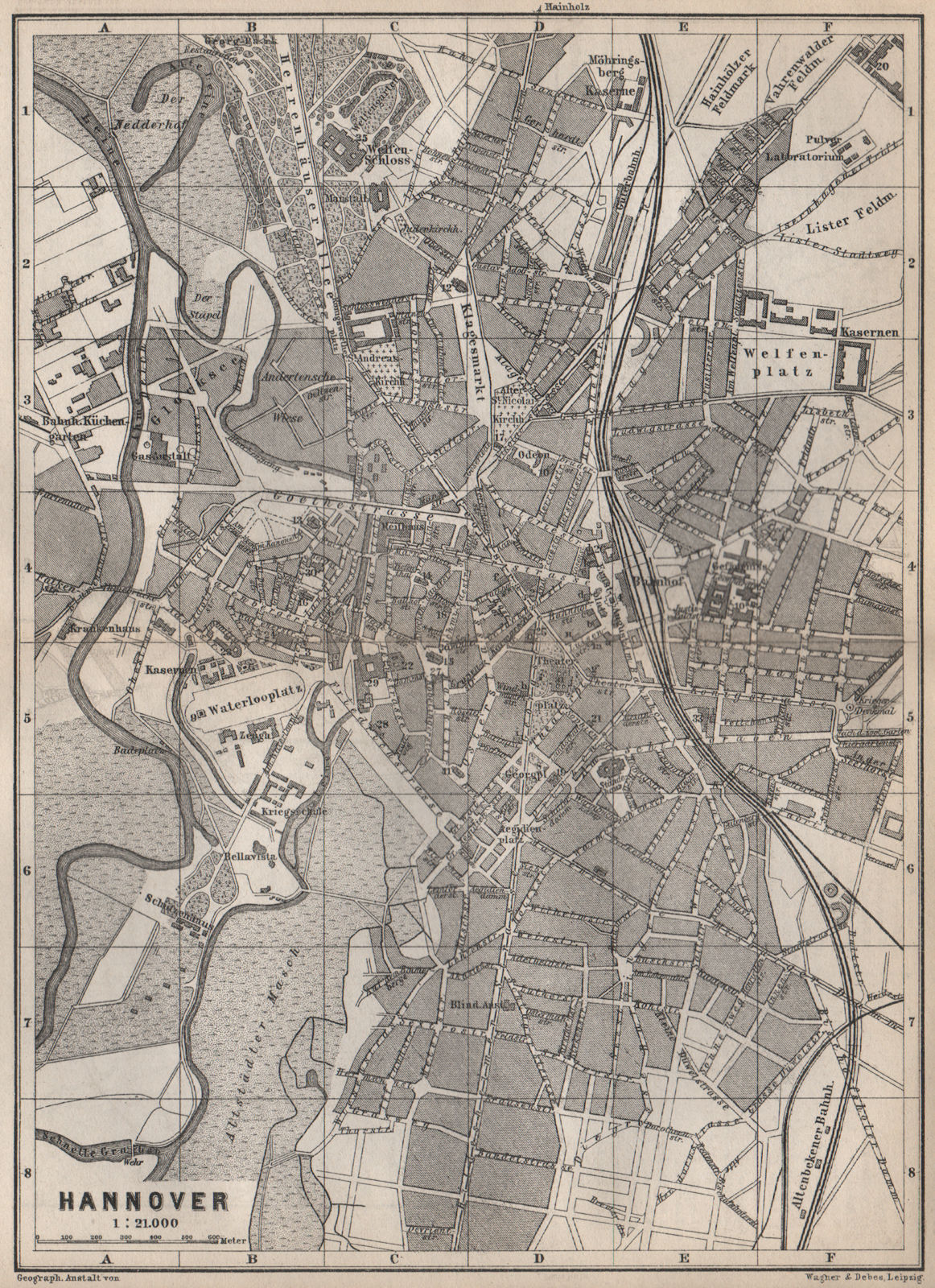 Lower Saxony karte 1900 map Hanover HANNOVER antique town city stadtplan I 