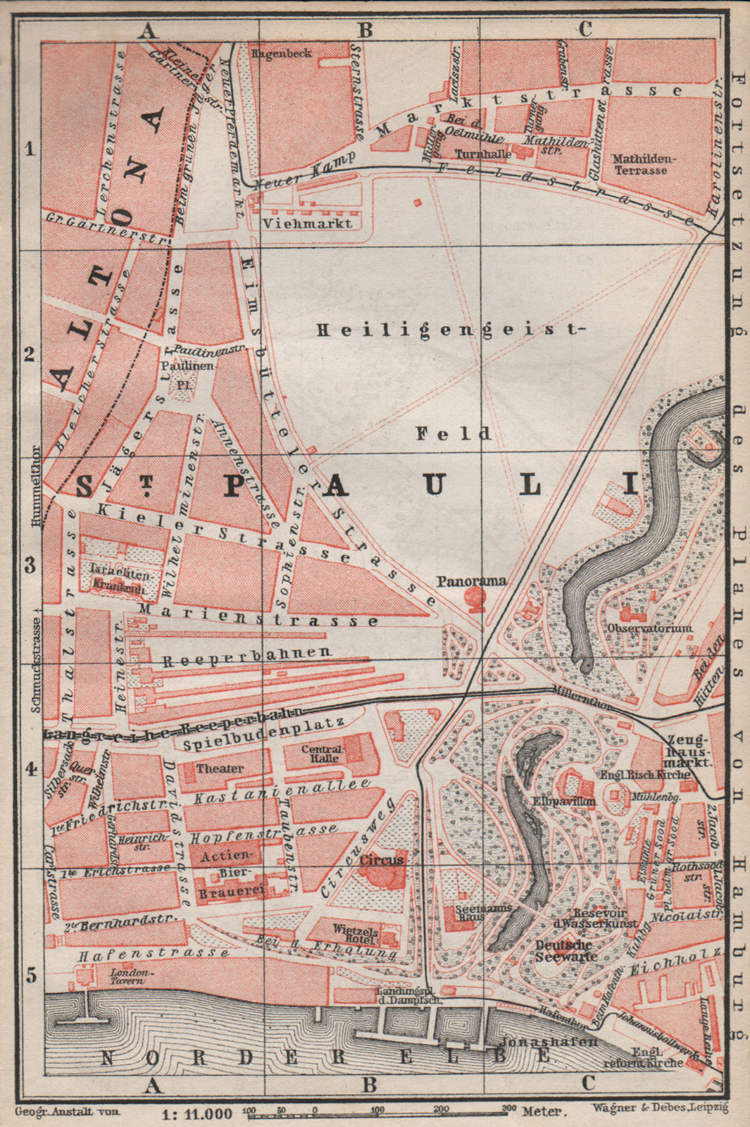 Associate Product ST PAULI, HAMBURG town city stadtplan. Reeperbahn. Deutschland karte 1886 map