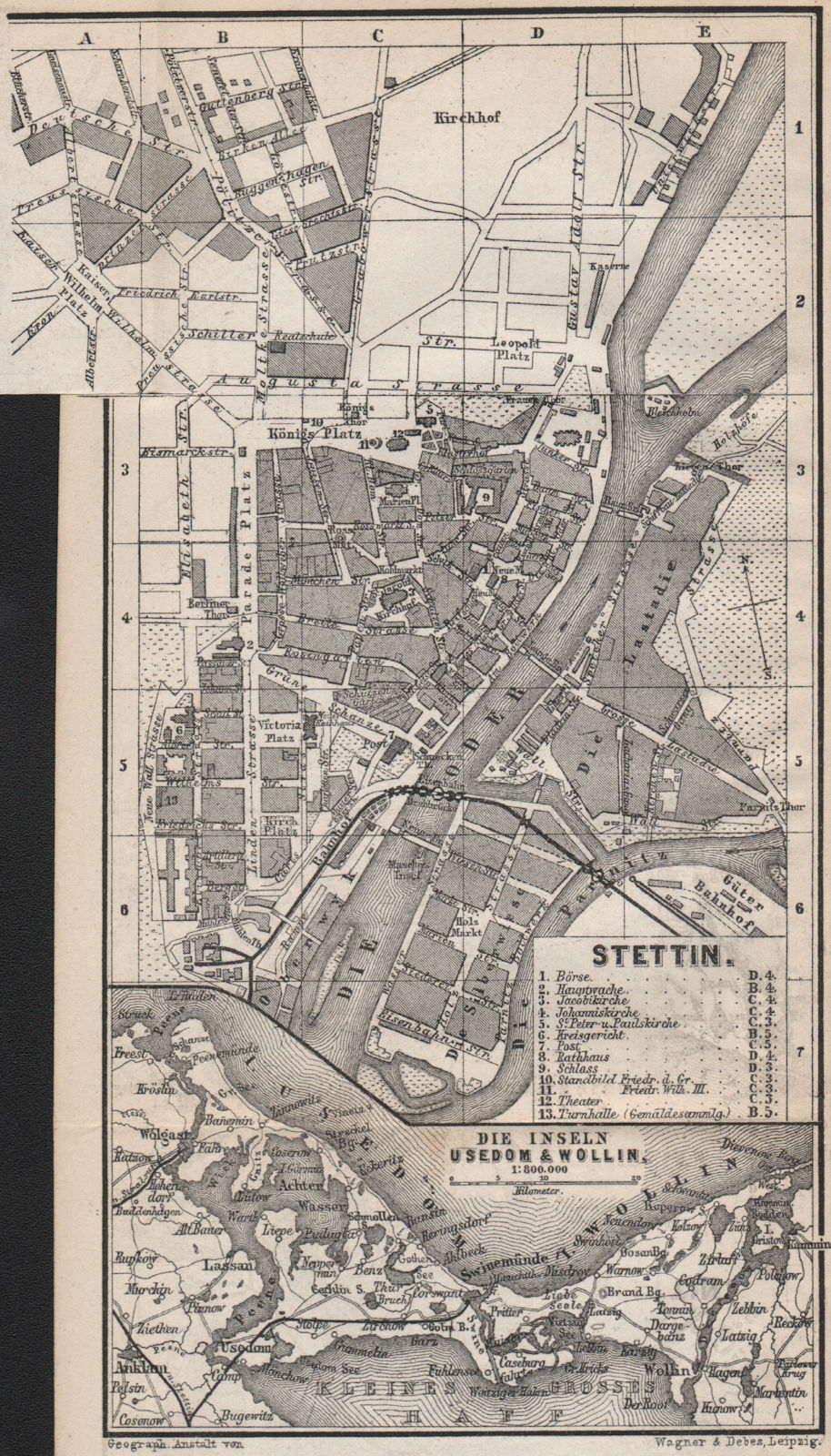 Associate Product STETTIN SZCZECIN antique town city plan miasta. Poland mapa. BAEDEKER 1886