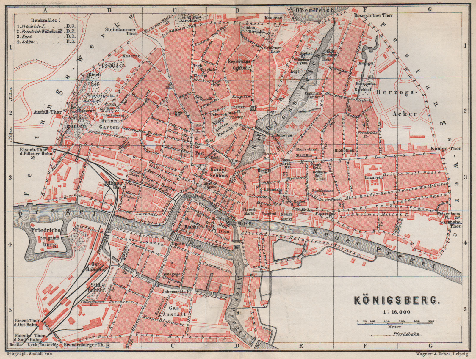 KÖNIGSBERG KALININGRAD town city stadtplan. Калининград. Russia 1886 old map