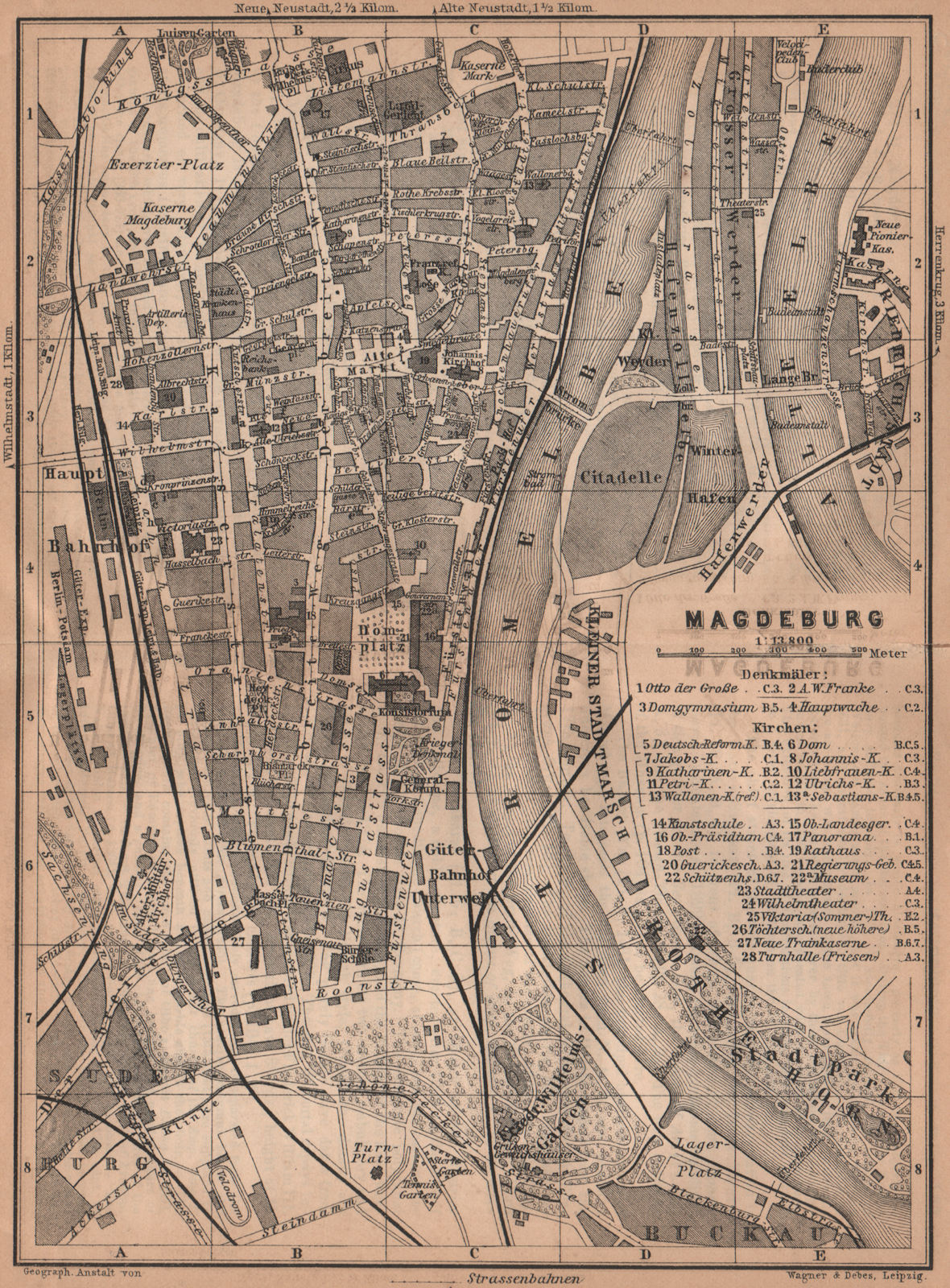 Associate Product MAGDEBURG antique town city stadtplan. Saxony-Anhalt karte. BAEDEKER 1900 map