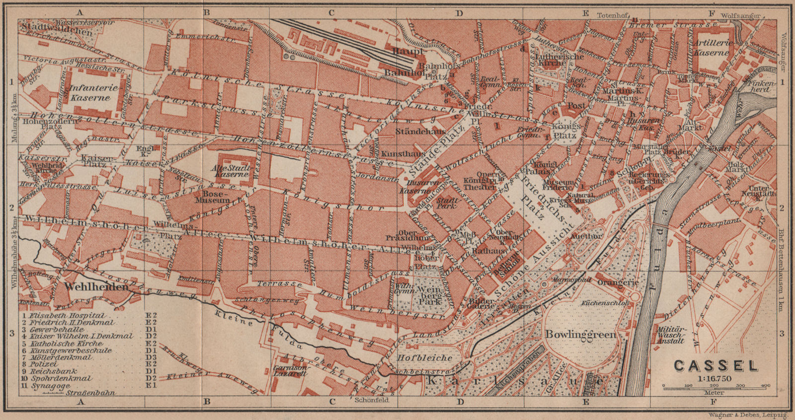 KASSEL CASSEL antique town city stadtplan. Hesse. Germany karte 1900 old map