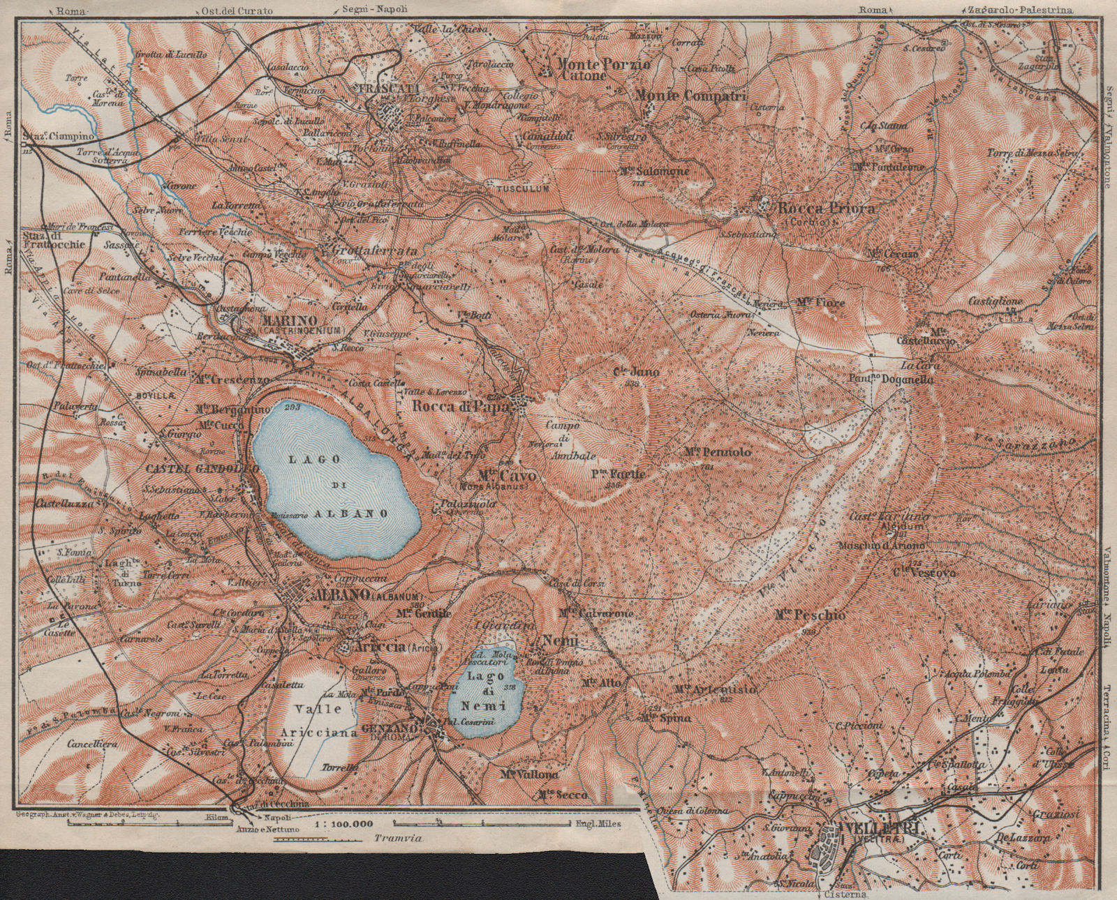 Associate Product ALBAN HILLS. Colli Albani. Monte Cavo. Topo-map. Frascati Velletri 1909