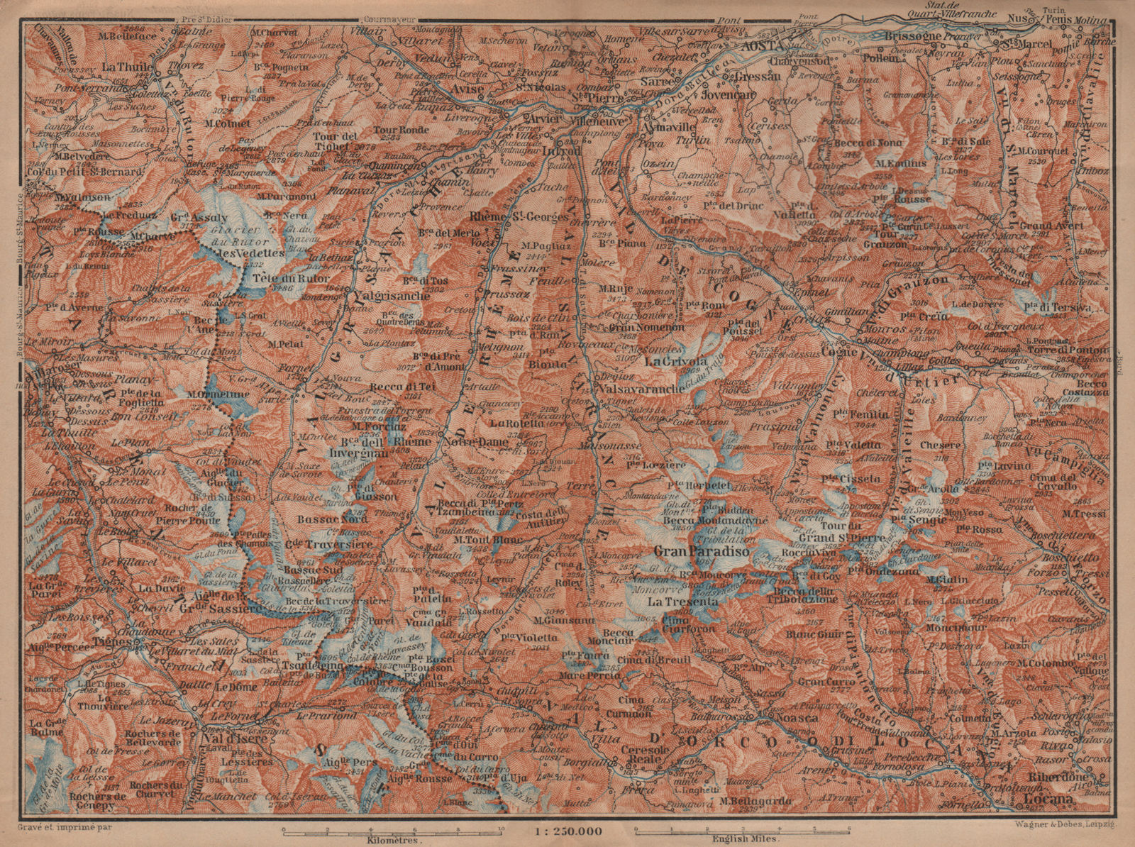 Associate Product ALPI GRAIAN ALPS. Aosta Val d'Isère Tignes La Thuile Gran Paradiso 1899 map