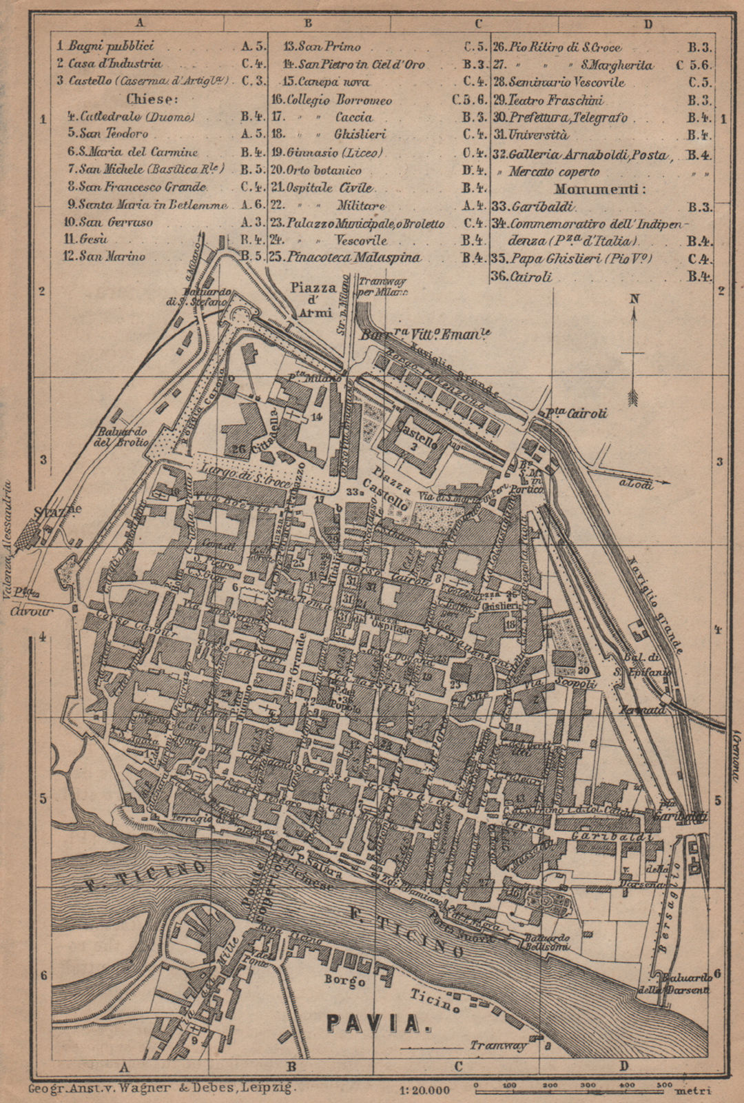 Associate Product PAVIA antique town city plan piano urbanistico. Italy mappa. BAEDEKER 1899