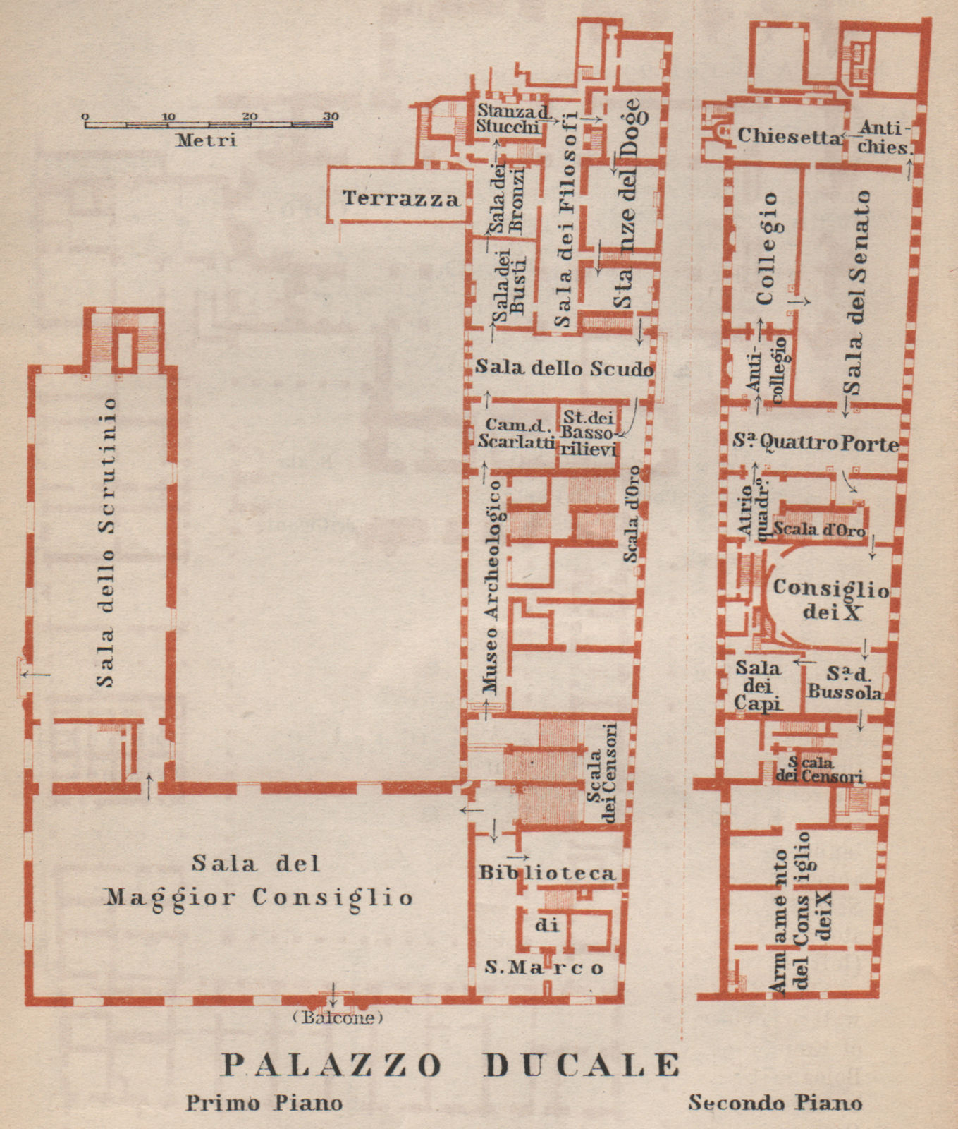 PALAZZO DUCALE. Doge's palace floor plan. Venice Venezia mappa. SMALL 1899
