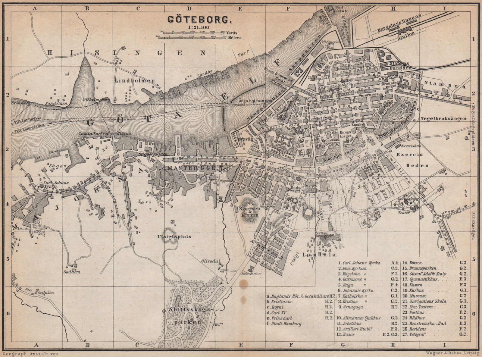 Associate Product GOTHENBURG GÖTEBORG antique town city stadsplan. Sweden karta 1885 old map