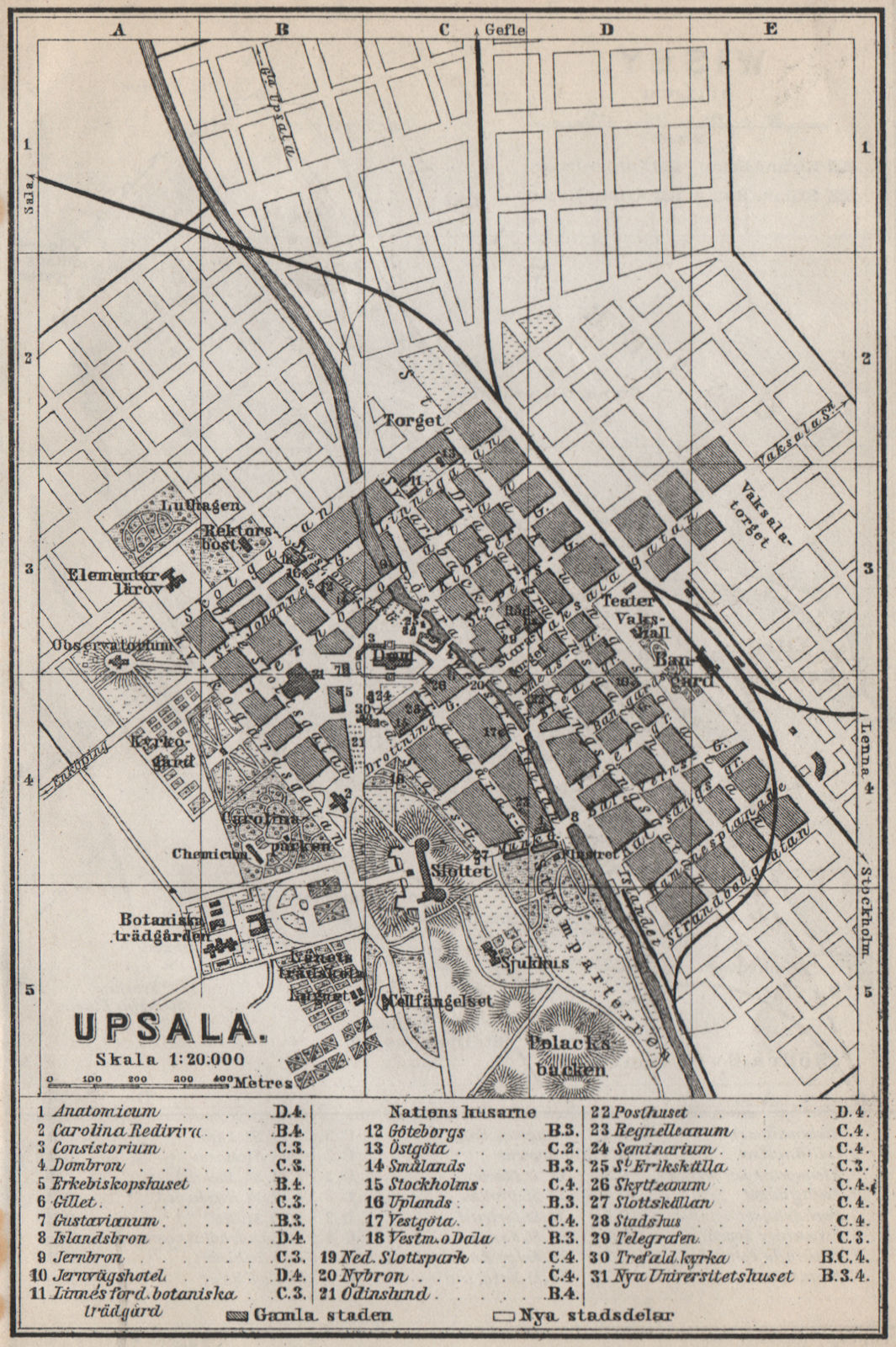 Associate Product UPPSALA antique town city stadsplan. Sweden karta. BAEDEKER 1885 old map