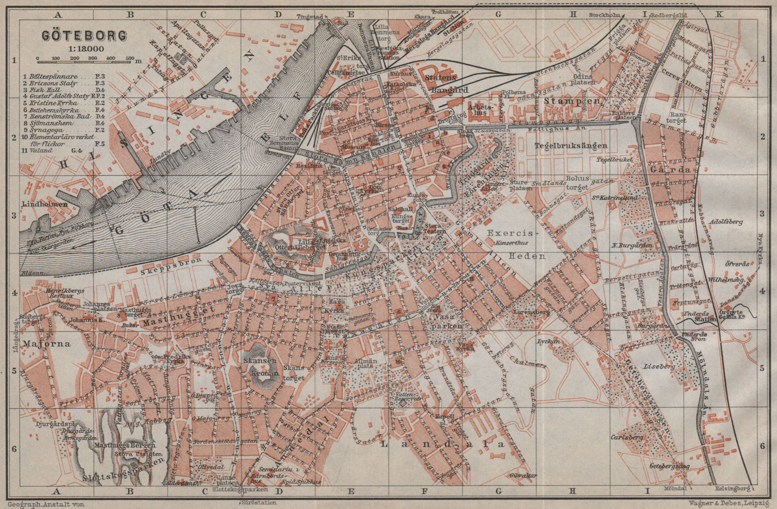 GOTHENBURG GÖTEBORG antique town city stadsplan. Sweden karta 1912 old map