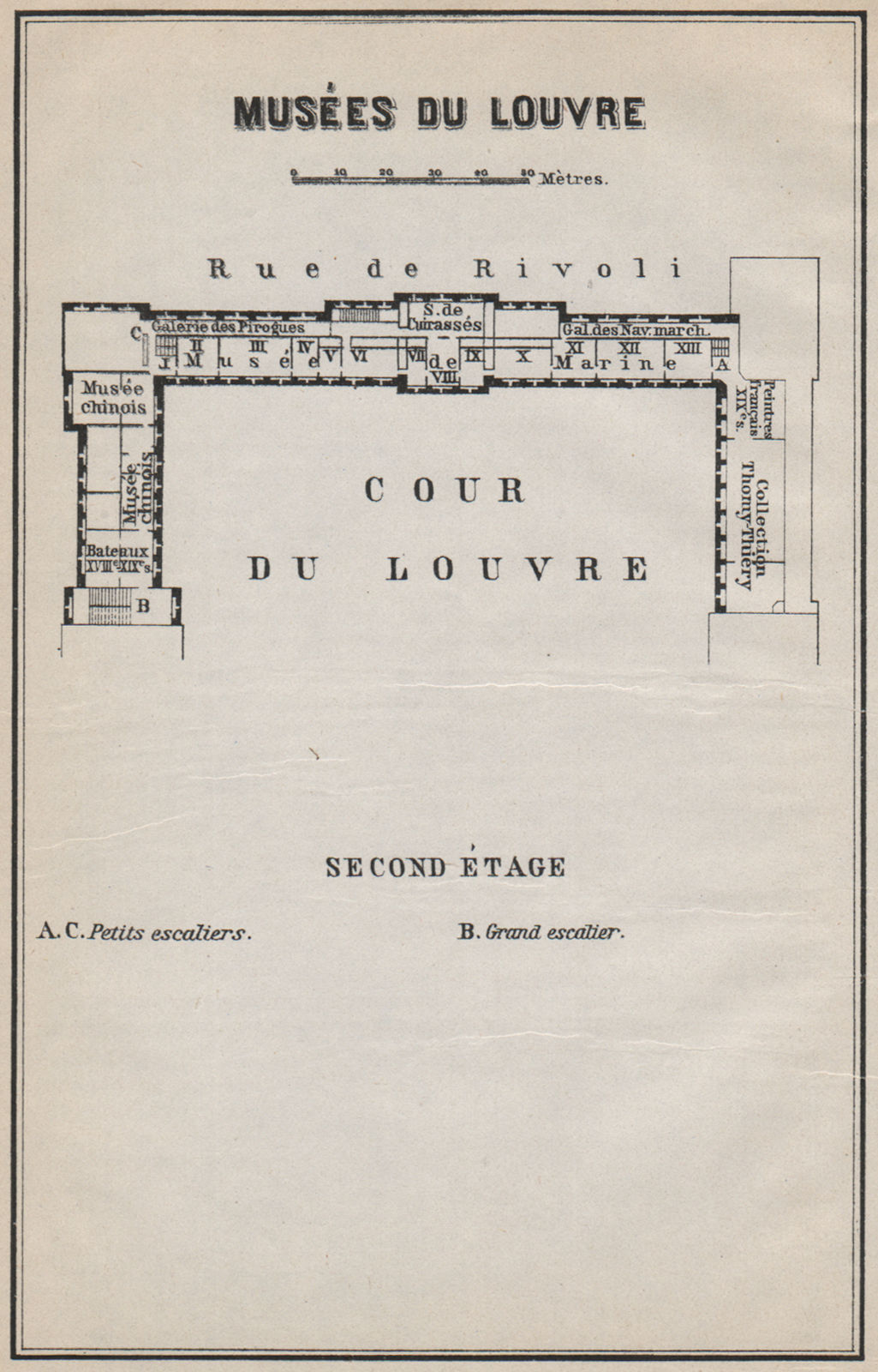 Associate Product MUSÉES DU LOUVRE; SECOND ÉTAGE Second floor plan. Paris carte 1910 old map
