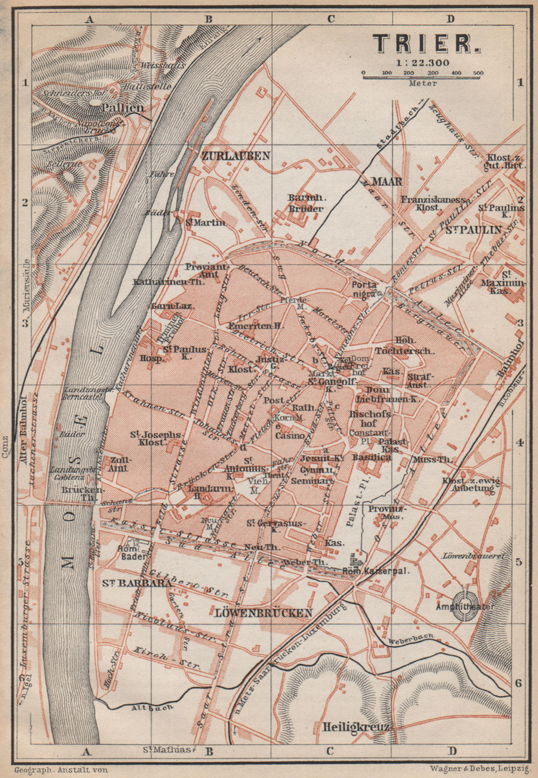 Associate Product TRIER town city stadtplan. Rhineland-Palatinate. Trèves Treves karte 1896 map