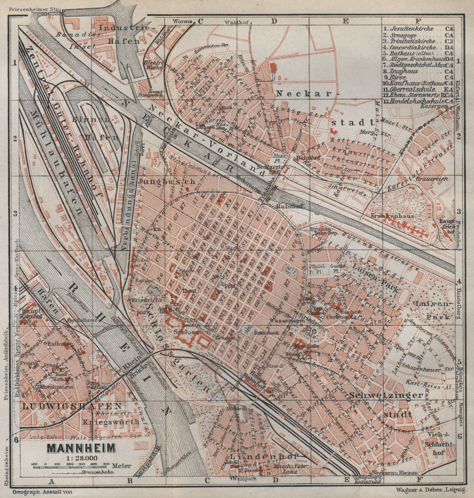 MANNHEIM vintage town city stadtplan. Baden-Württemberg karte 1926 old map