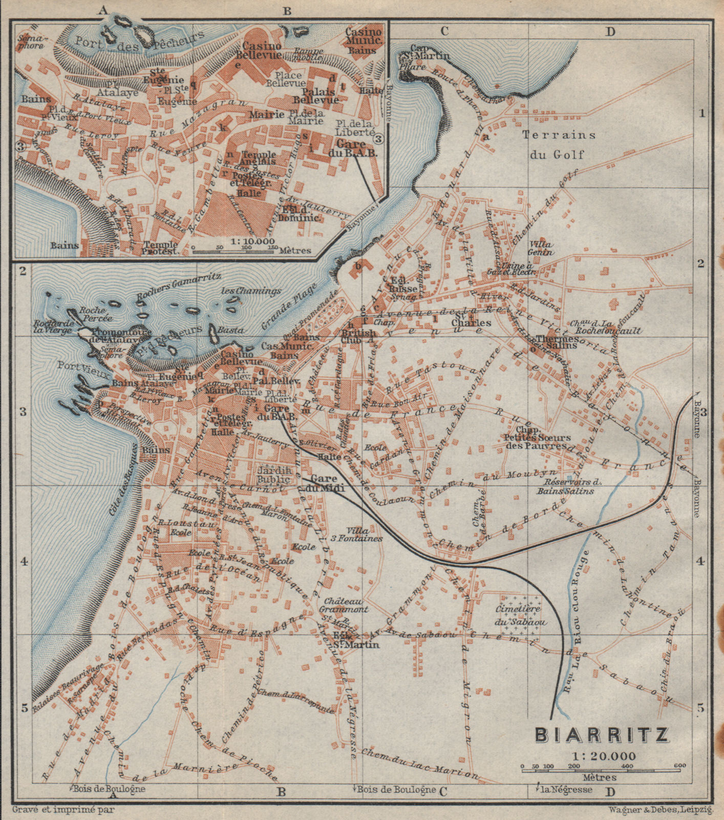 Associate Product BIARRITZ town city plan de la ville & environs. Pyrénées-Atlantiques 1914 map
