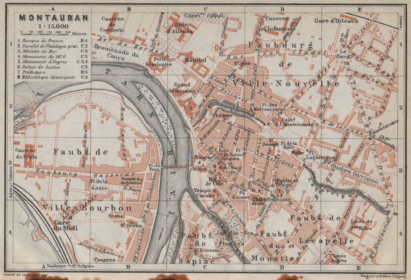 Associate Product MONTAUBAN antique town city plan de la ville. Tarn-et-Garonne carte 1914 map