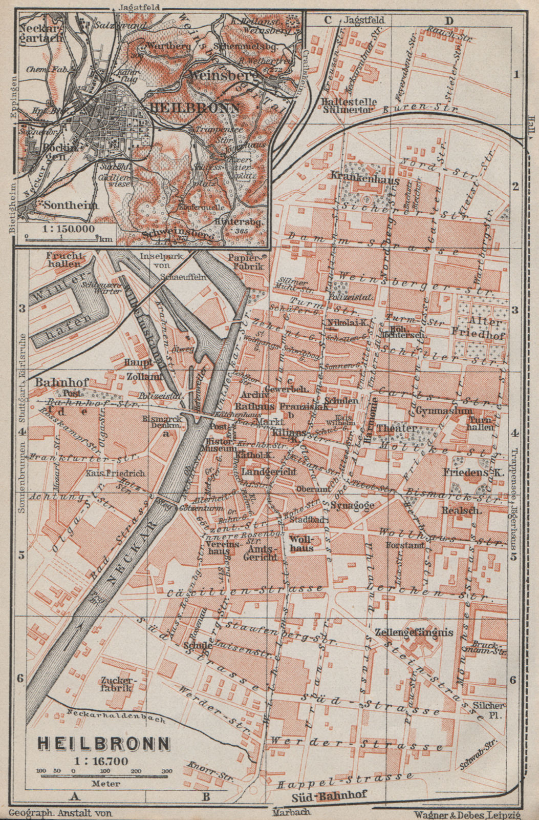 Associate Product HEILBRONN antique town city stadtplan. Baden-Württemberg karte 1910 old map