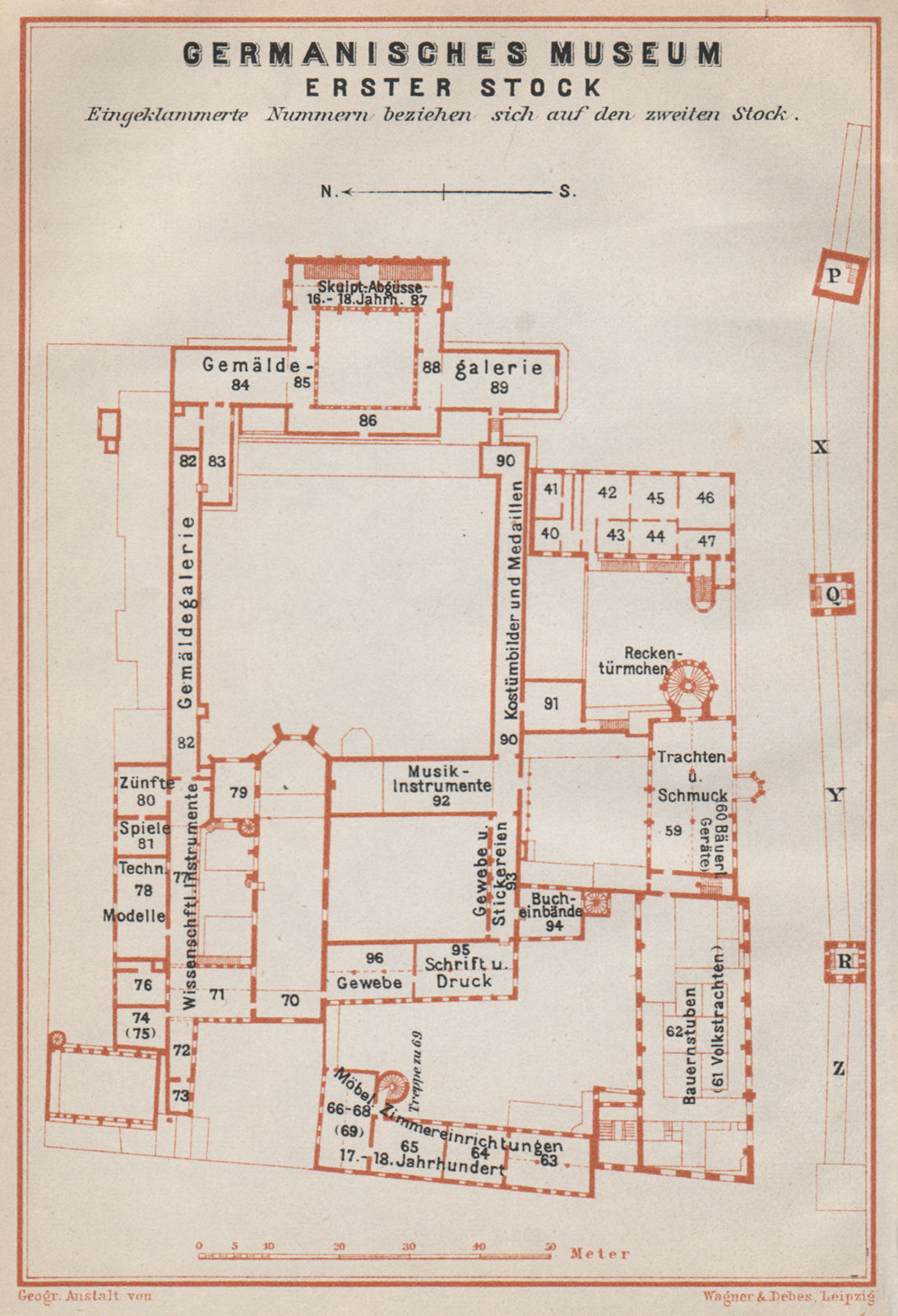 Associate Product GERMANISCHES NATIONALMUSEUM, NÜRNBERG Nuremberg. First floor plan 1910 old map