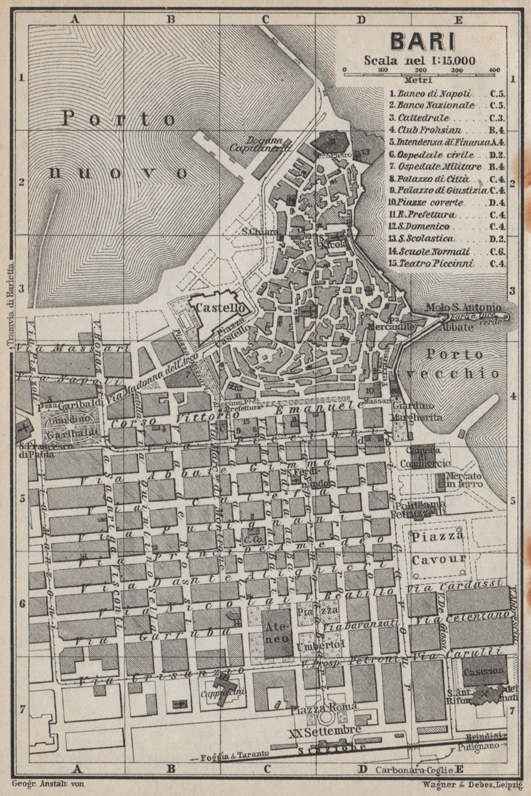 Associate Product BARI antique town city plan piano urbanistico. Italy mappa. BAEDEKER 1912