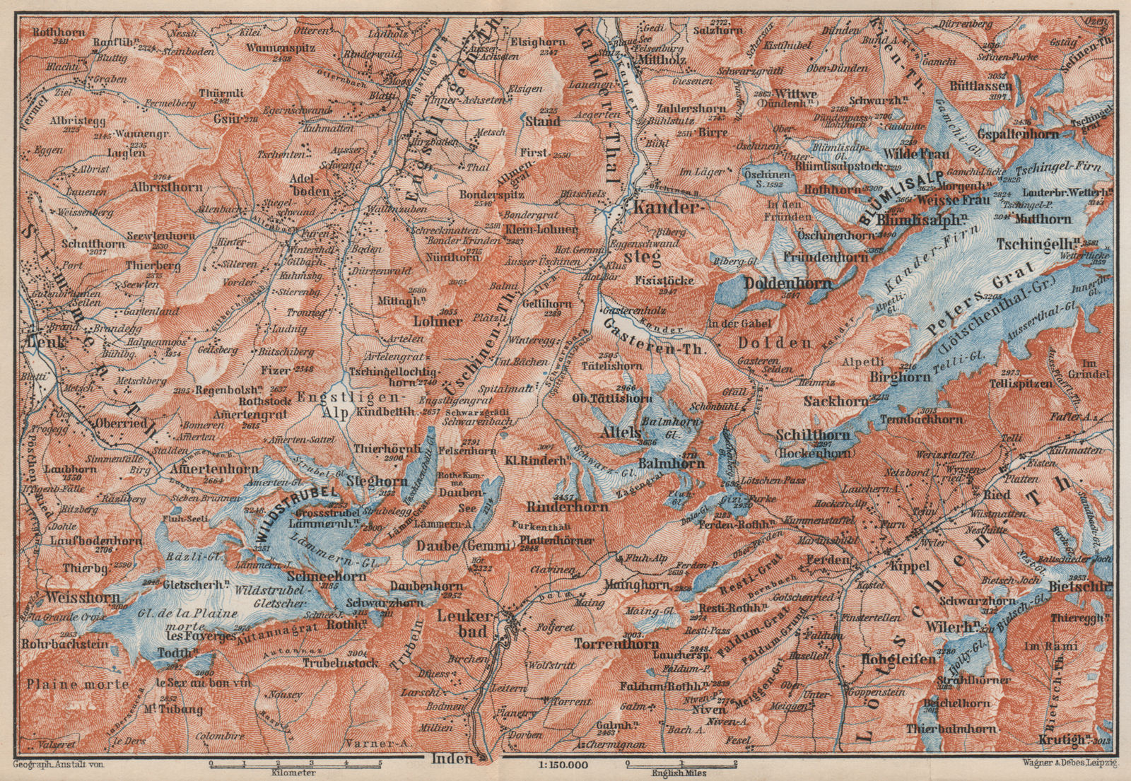 Associate Product KANDERSTEG area.Blumisalp Adelboden Wildstrubel Rinderhorn Torrenthorn 1889 map
