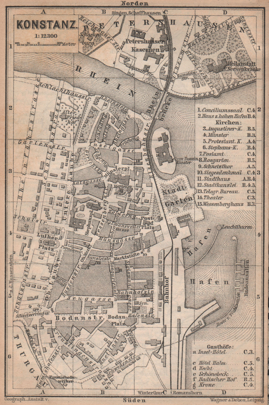 Associate Product CONSTANCE. KONSTANZ. town city stadtplan. Germany karte. BAEDEKER 1893 old map