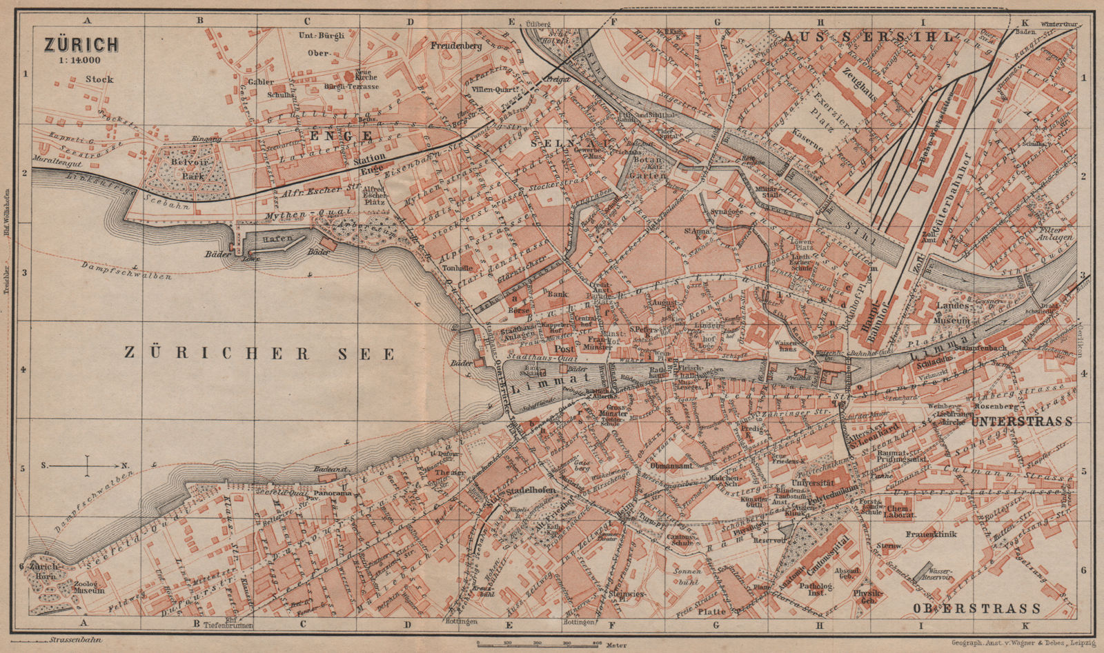 Associate Product ZÜRICH. Zurich. town city stadtplan. Switzerland Suisse Schweiz 1899 old map