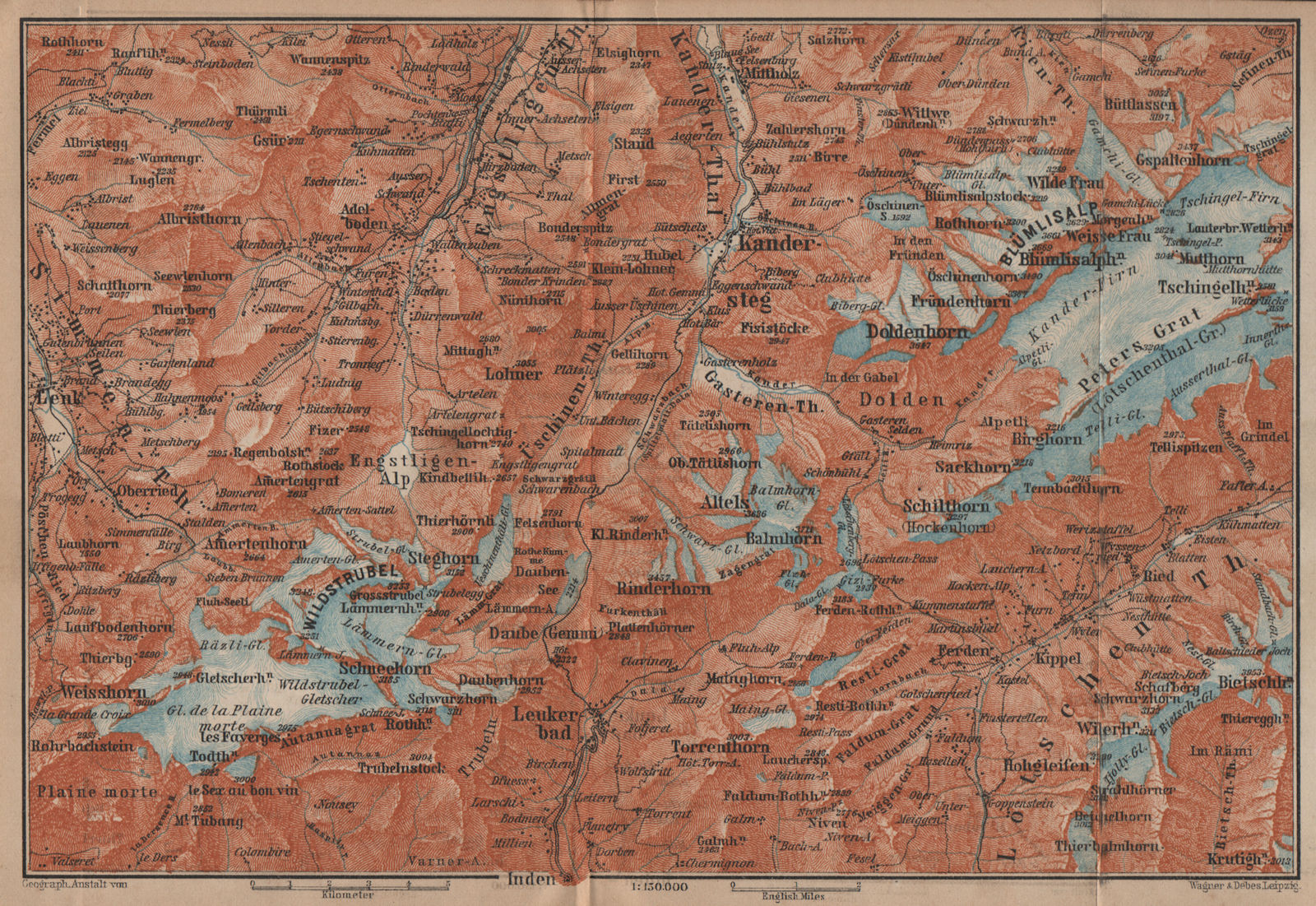 KANDERSTEG area.Blumisalp Adelboden Wildstrubel Rinderhorn Torrenthorn 1899 map