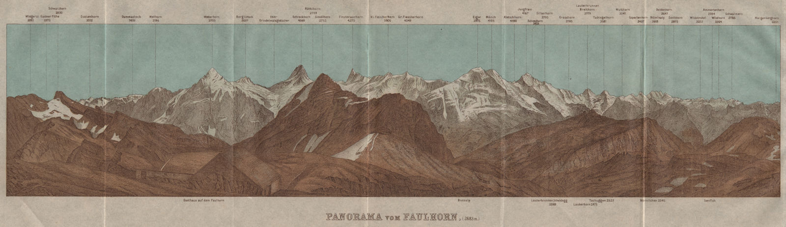 Associate Product PANORAMA from/vom FAULHORN. Berner Oberland. Bernese Oberland 1911 old map