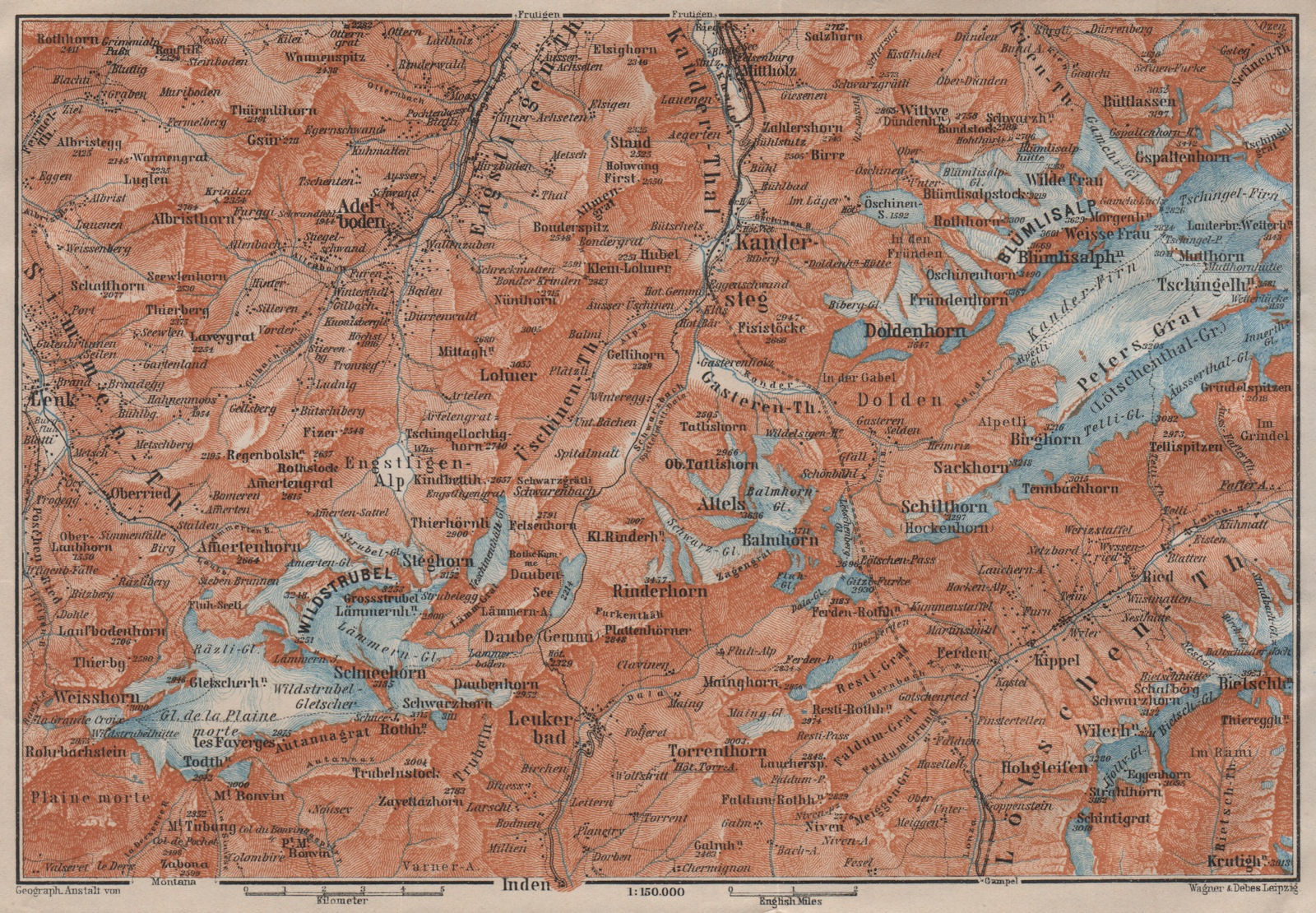 Associate Product KANDERSTEG area.Blumisalp Adelboden Wildstrubel Rinderhorn Torrenthorn 1911 map