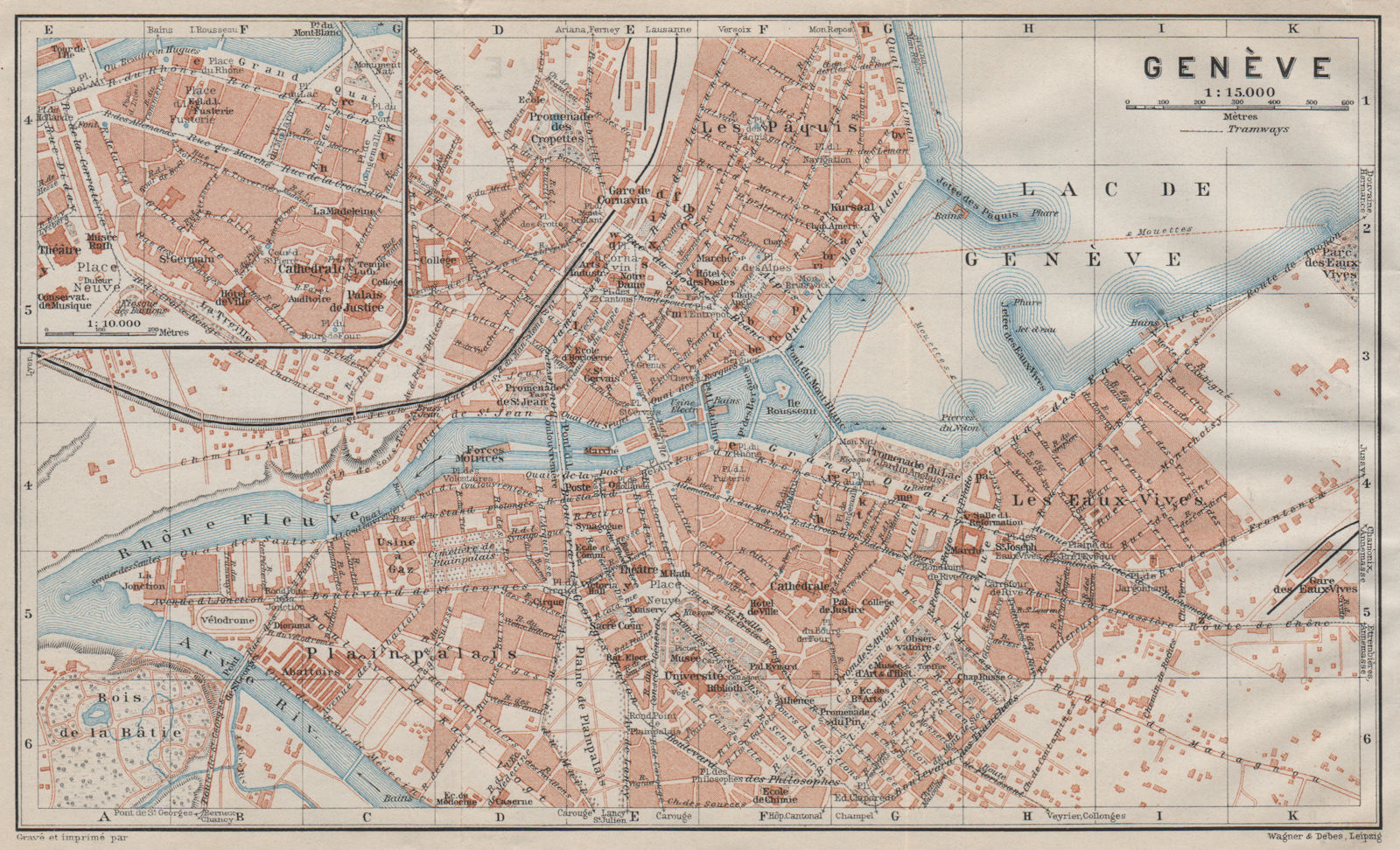 GENEVA GENÈVE GENF. town city stadtplan. Switzerland Suisse Schweiz 1911 map