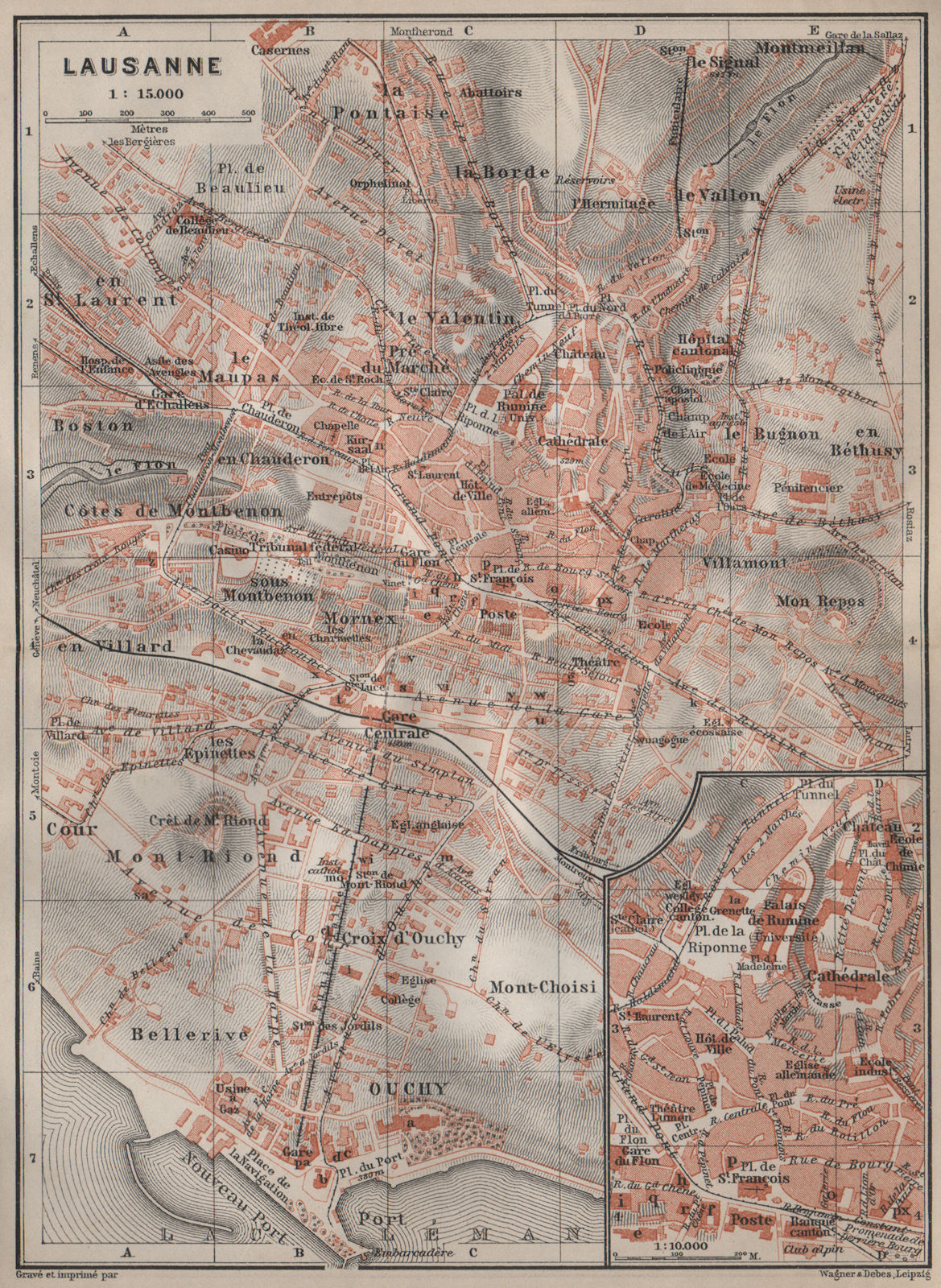 Associate Product LAUSANNE. town city stadtplan. Switzerland Suisse Schweiz carte karte 1913 map