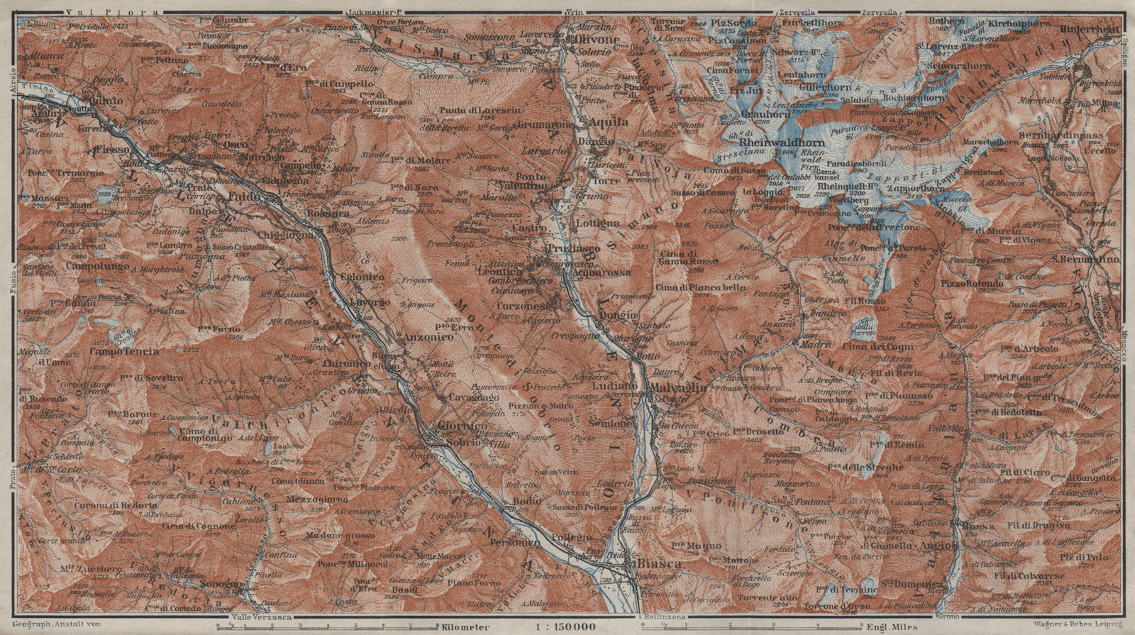 MONTE DI SOBRIO LEVENTINA BLENIO TICINO. San Bernardino Olivone Faido 1928 map