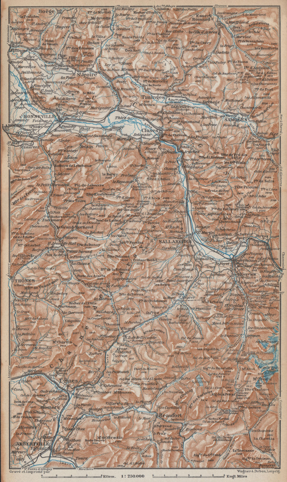 HAUTE SAVOIE Samoëns Megève St Gervais Houches Flaine Les Gets Morzine 1938 map