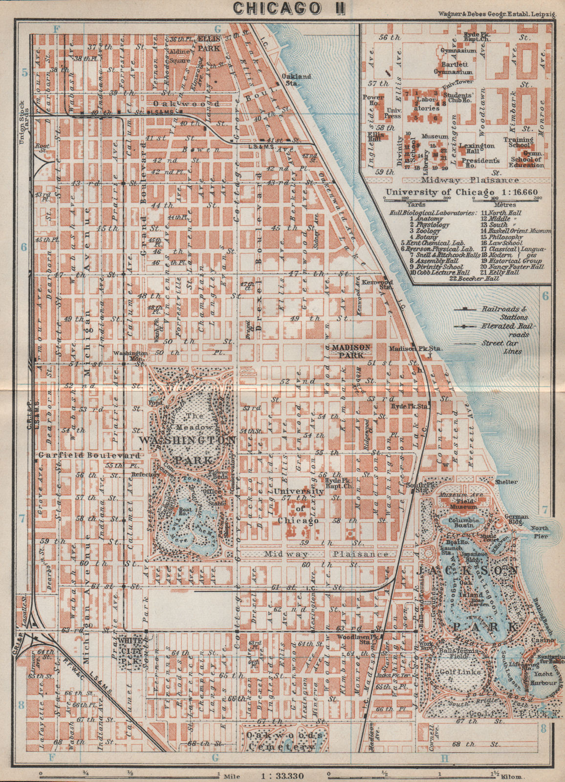 Associate Product CHICAGO city plan. South Side Woodlawn Washington/Jackson/Hyde Park 1909 map