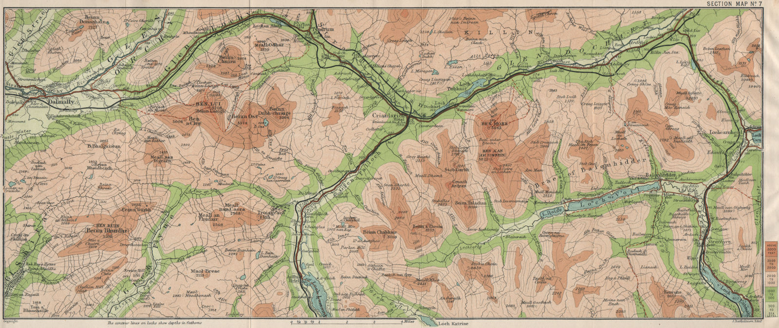 BRAES OF BALQUHIDDER. Ben Lui Dalmally Glens Falloch/Lochy/Dochart 1908 map