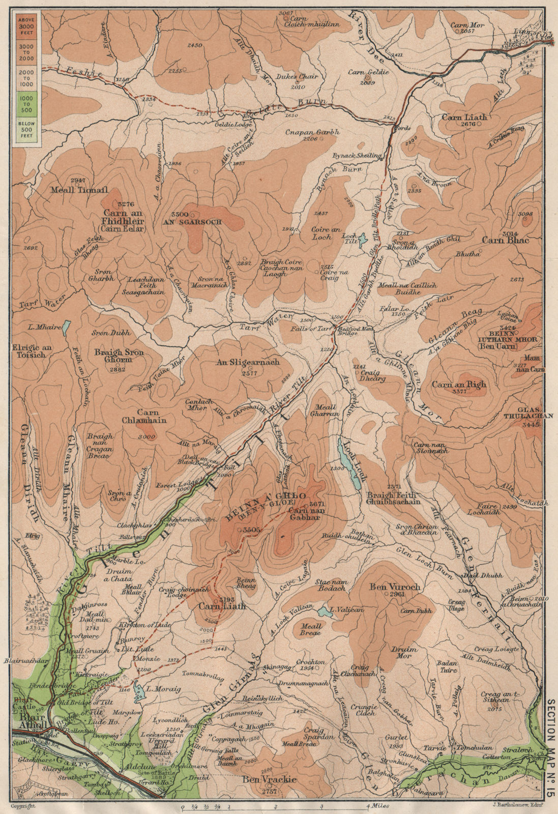 GLEN TILT. Blair Atholl Beinn a Ghlo Beinn Iutharn Mhor. Cairngorms 1908 map