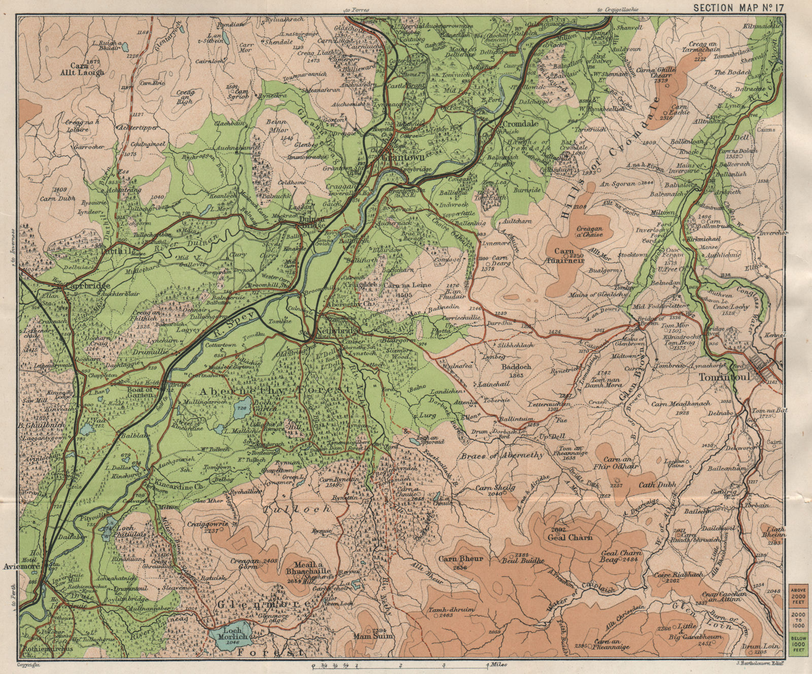 SPEYSIDE. Grantown-on-Spey. Aviemore. Whisky-producing region 1908 old map