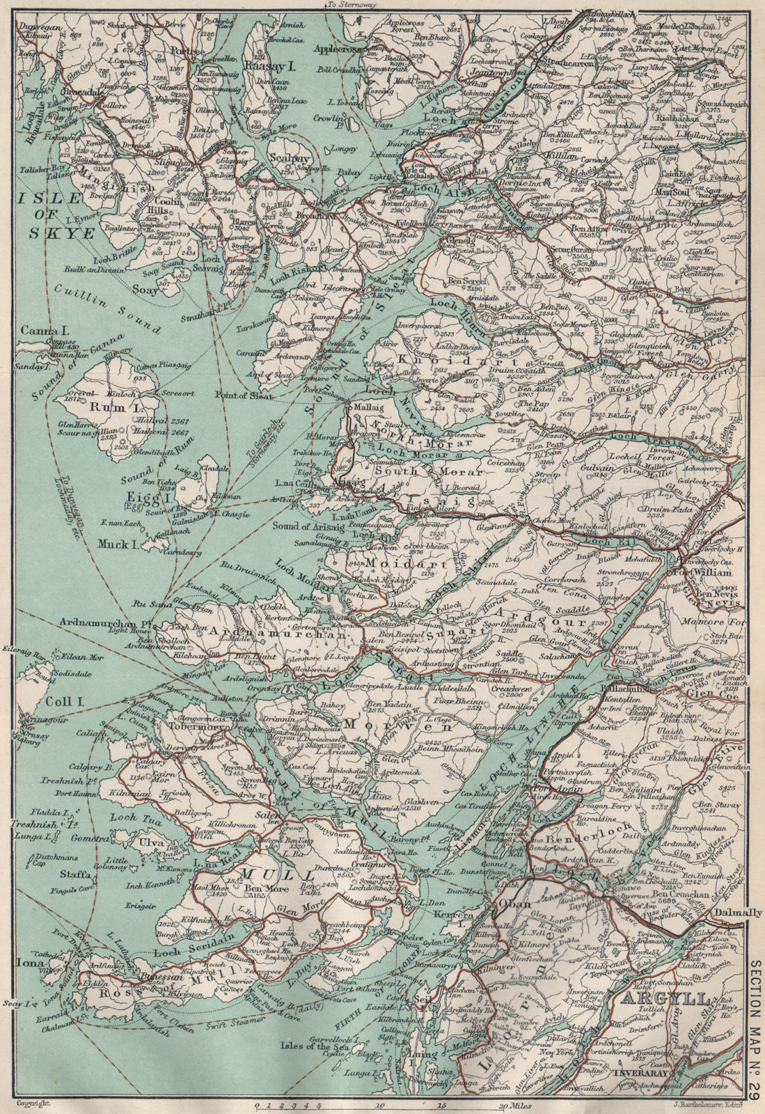 INNER HEBRIDES. Mull Skye Eigg Rum Fort William. Scottish Highlands 1908 map