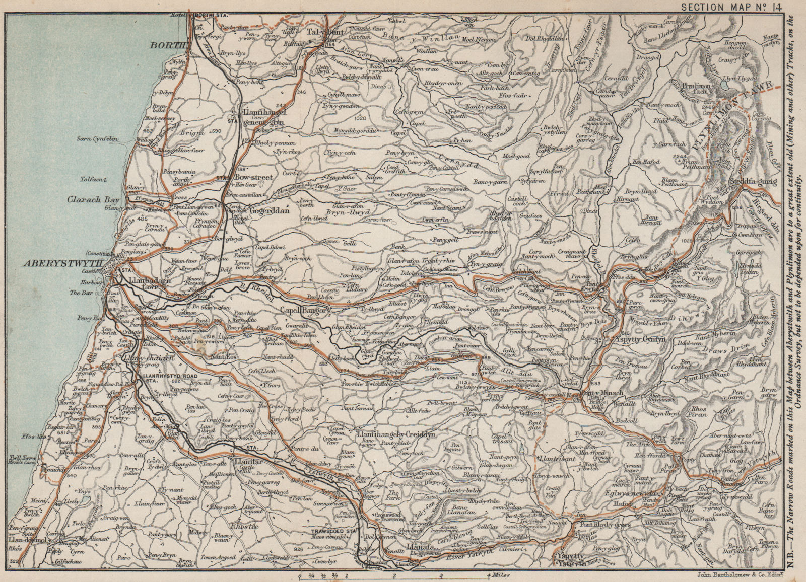 Associate Product ABERYSTWYTH environs. Borth Plynlimon. Ceredigion North. BARTHOLOMEW 1887 map