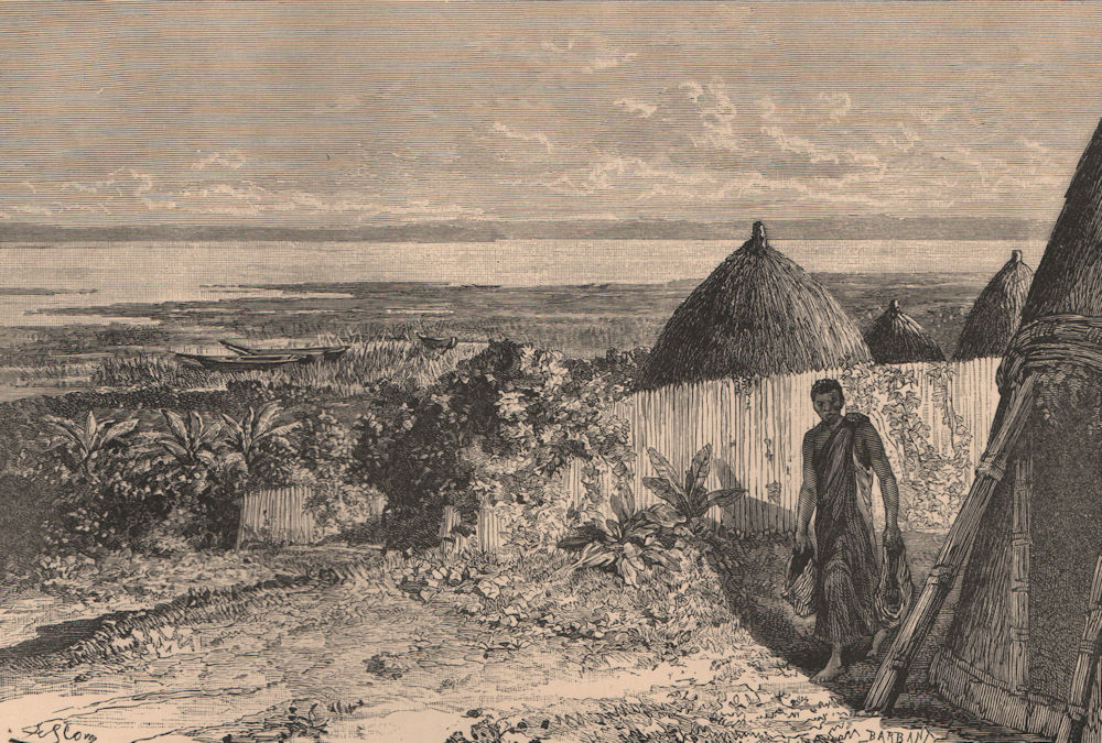Associate Product View of Lake Victoria Nyanza - taken from Murchison Bay. Uganda 1885 old print