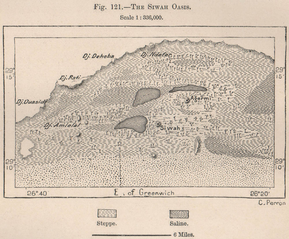 Egypt 1885 old antique map plan chart Oases of Kharga/Al-Kharijah and Dakhla