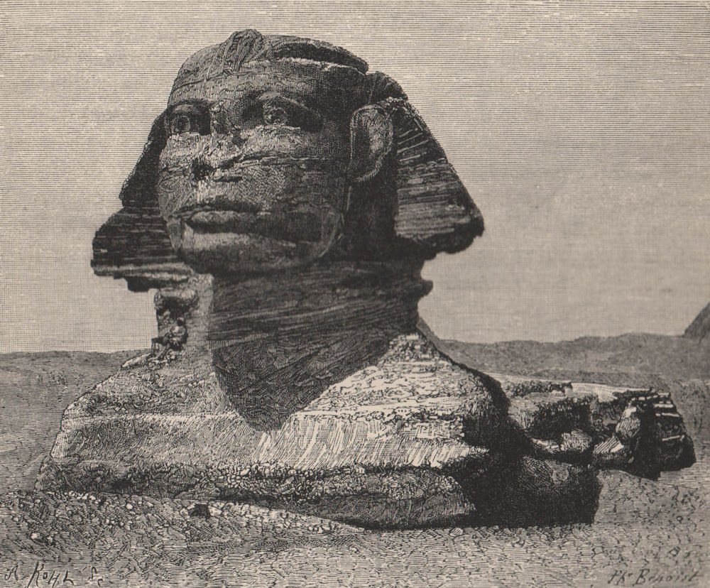 The Sphinx. Egypt 1885 old antique vintage print picture