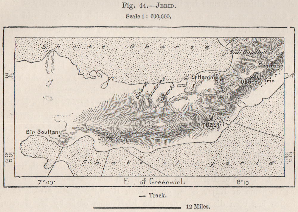 Associate Product Tozeur. Chott el-Djerid/Gharsa. Naftah. Tunisia 1885 old antique map chart