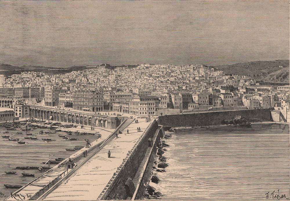 Associate Product General view of Algiers taken from the Kheir El-Din Pier. Algeria 1885 print