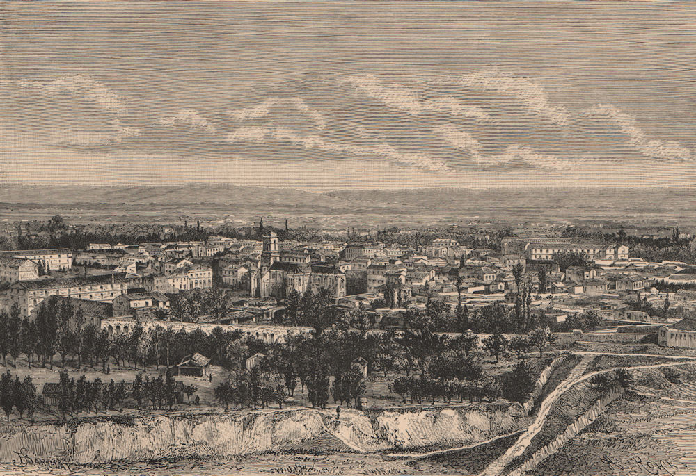General view of Blida. Algeria 1885 old antique vintage print picture