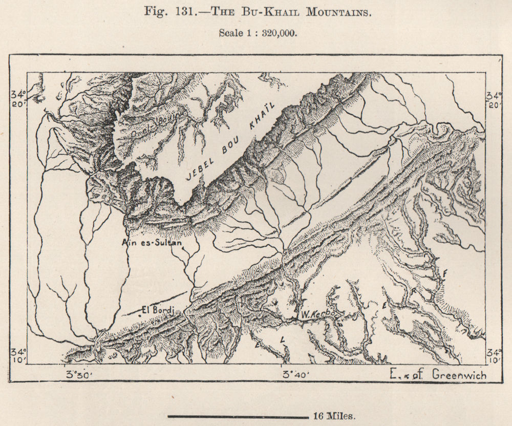 Associate Product The Bou-Khail Mountains, near Hassi Messaoud. Algeria 1885 old antique map